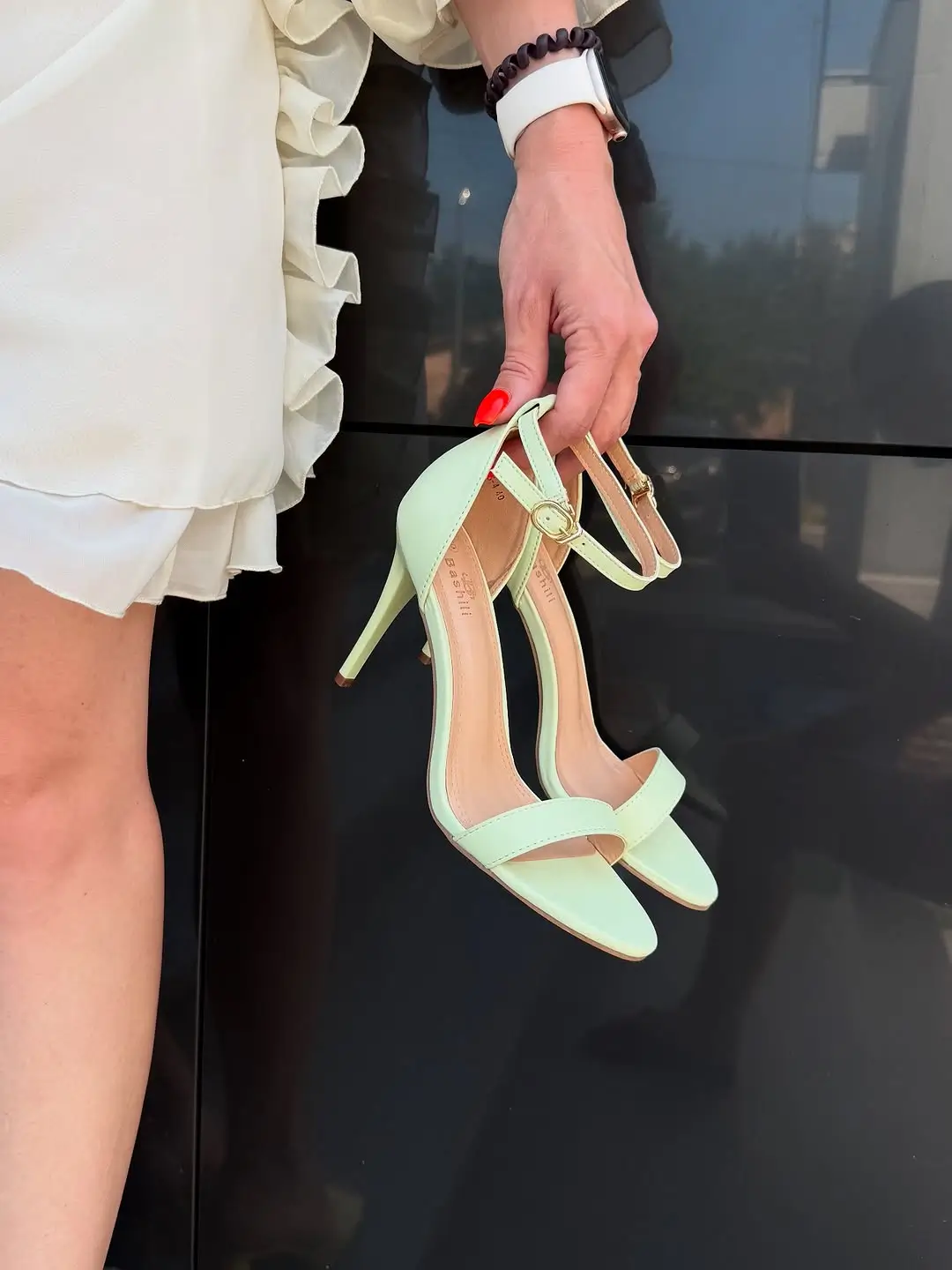trendy ideas for summer footwear 2026 Minimal Heels in Soft Green Tones