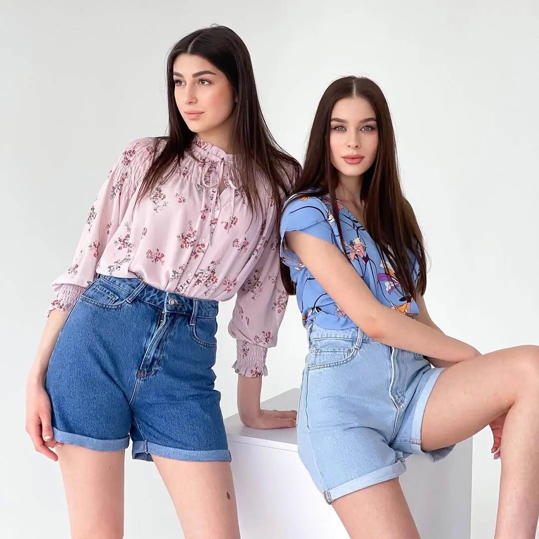 trendy summer denim shorts 2026 Soft Feminine Contrast with Structured Denim