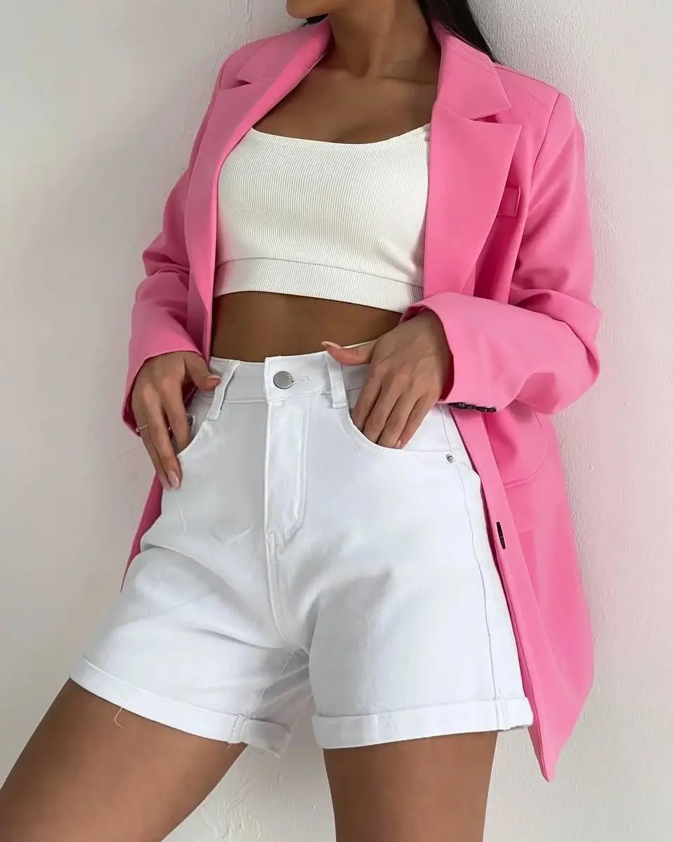 trendy summer denim shorts 2026 Fresh White Denim with a Pop of Confidence