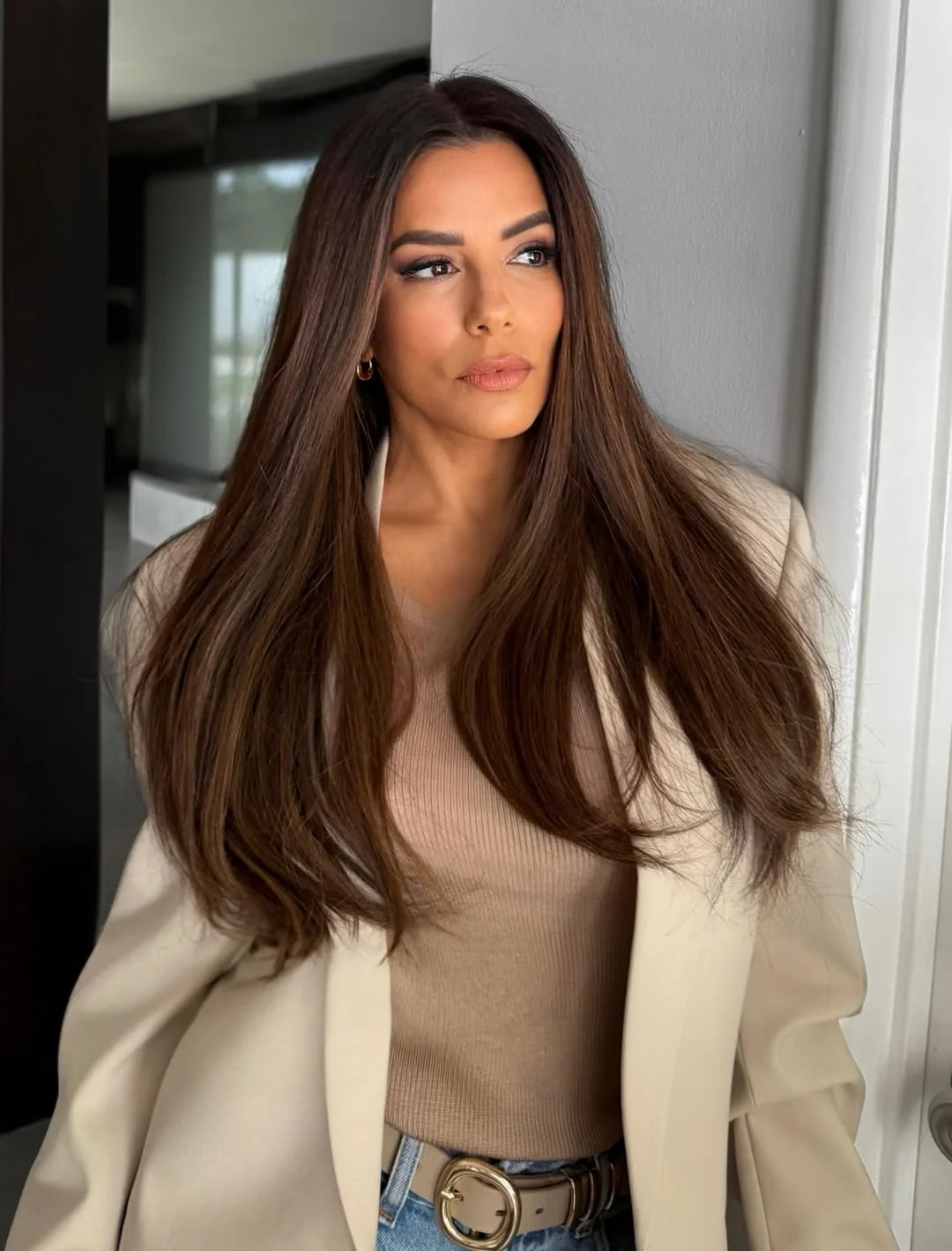 trendy summer haircut 2026 Rich Brunette Length With Soft Power Energy