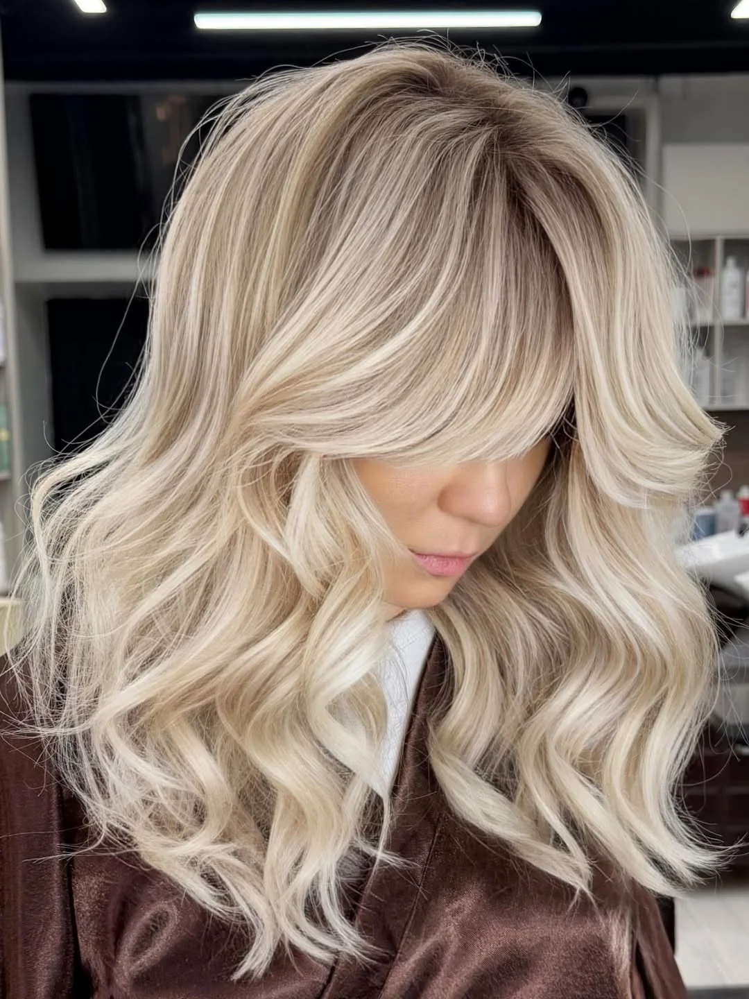 beachy summer wavy hairstyle 2026 Layered Blonde Volume with Airy Texture