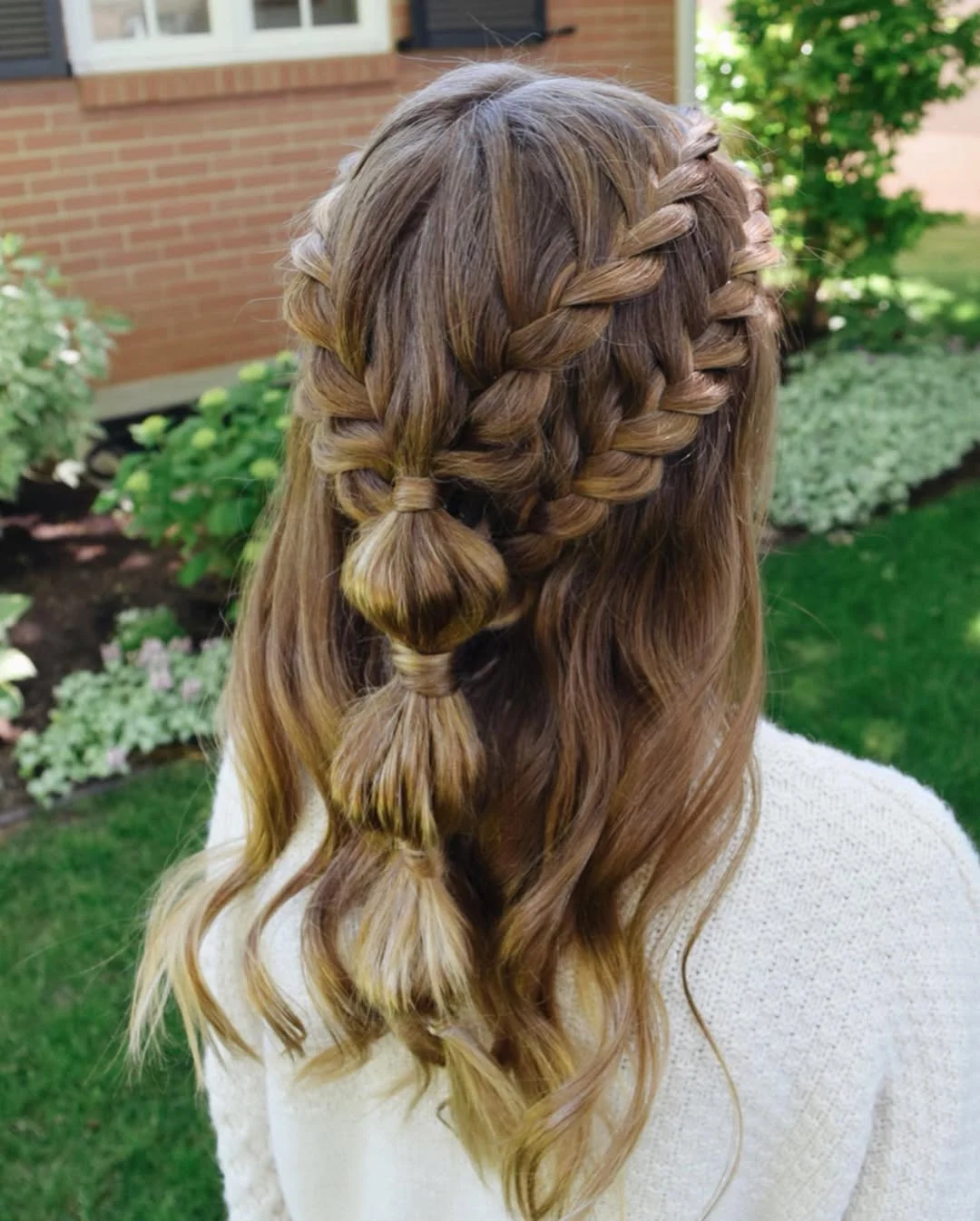 boho summer braids hairstyle 2026 Layered Half-Up Braided Cascade with Soft Volume
