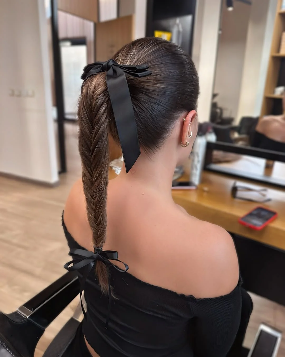 boho summer braids hairstyle 2026 Sleek Ribbon-Tied Braid with a Boho Edge