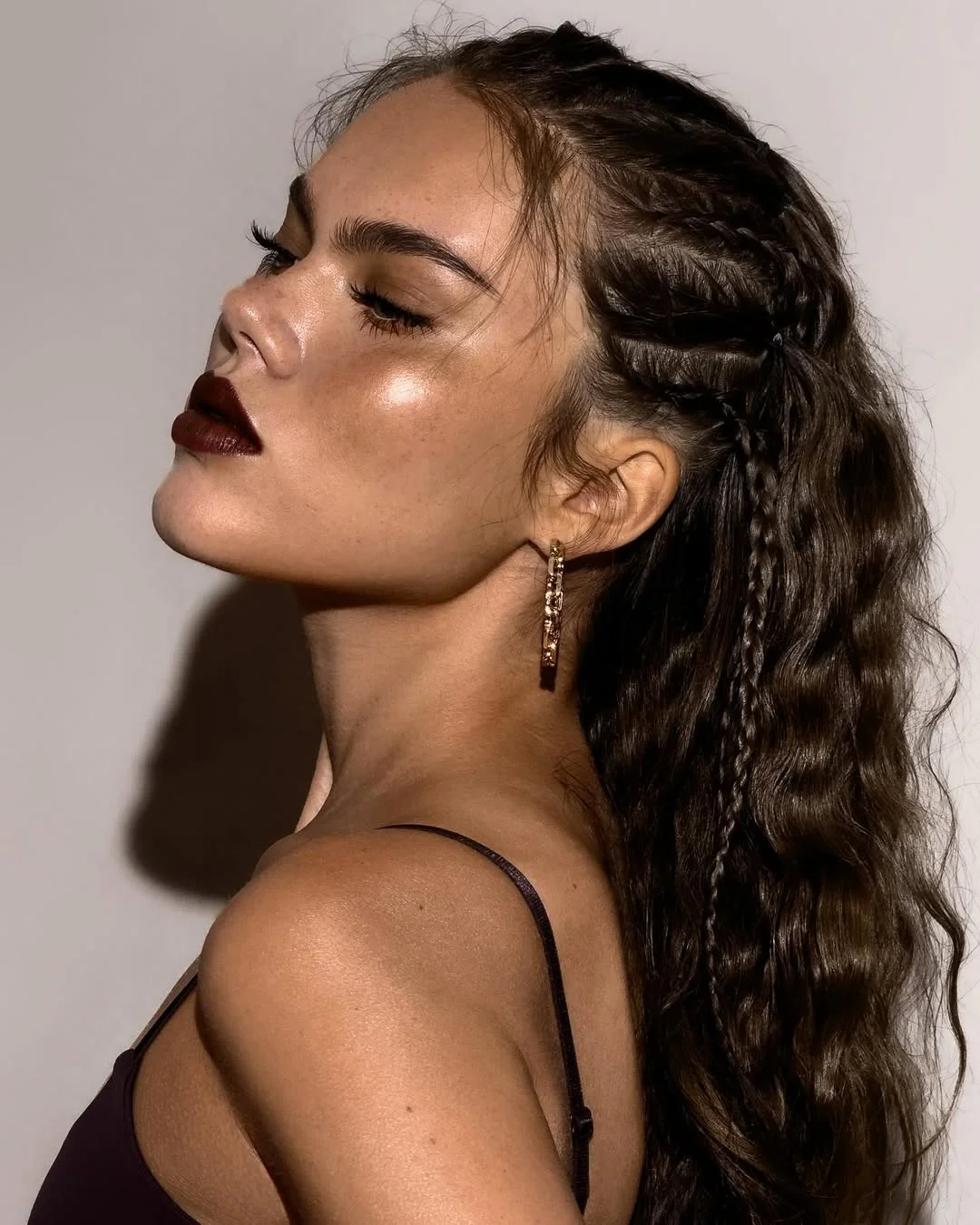 boho summer braids hairstyle 2026 Side Braided Waves with Soft Boho Contrast