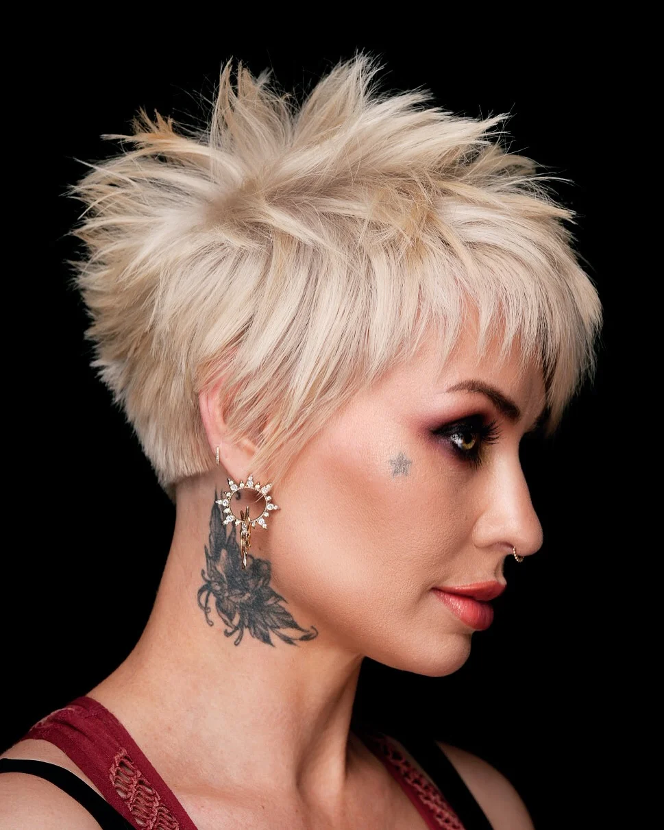 bold summer pixie haircuts 2026 Textured Platinum Spiky Pixie