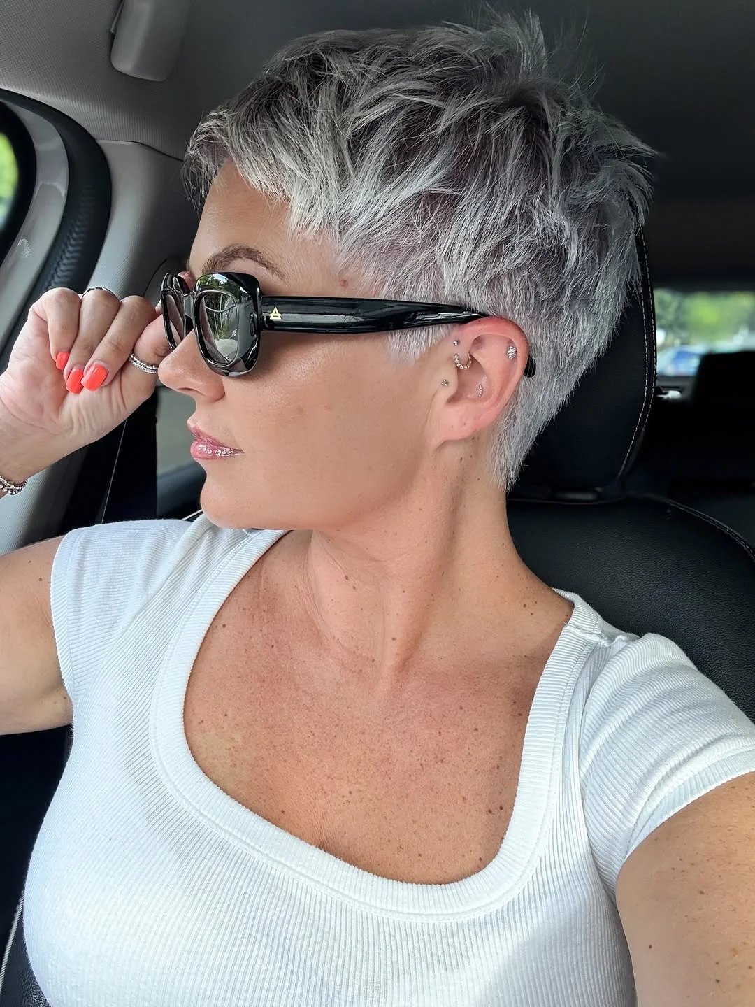 bold summer pixie haircuts 2026 Silver Crop Pixie with Effortless Texture