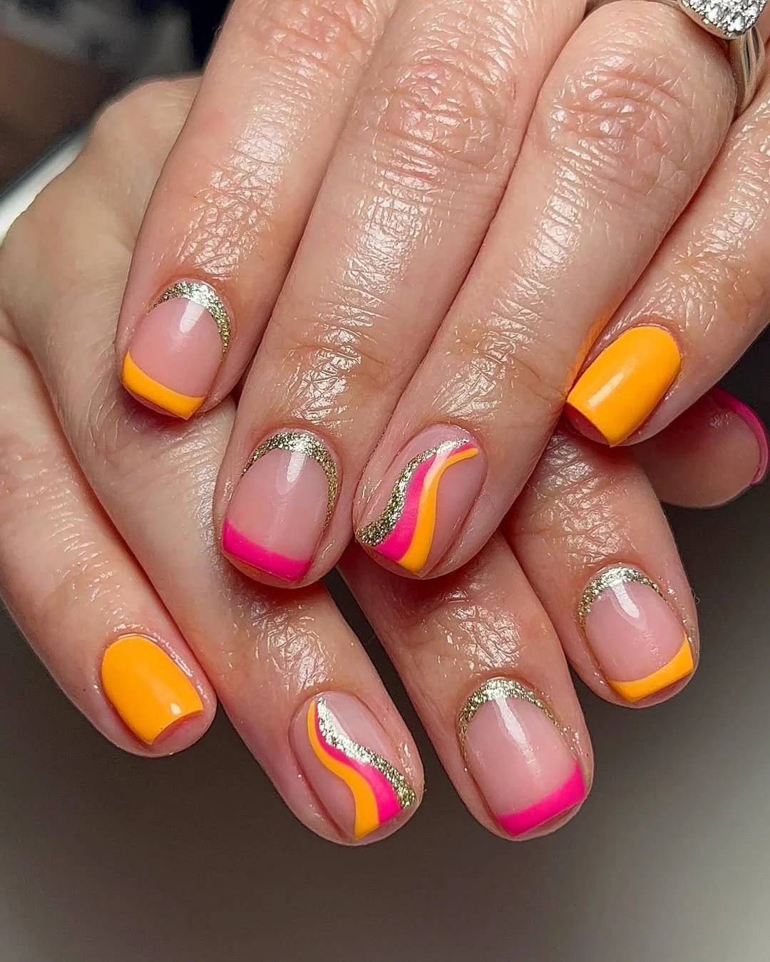 bright summer nails 2026 Neon Sunset Waves for Short Summer Nails