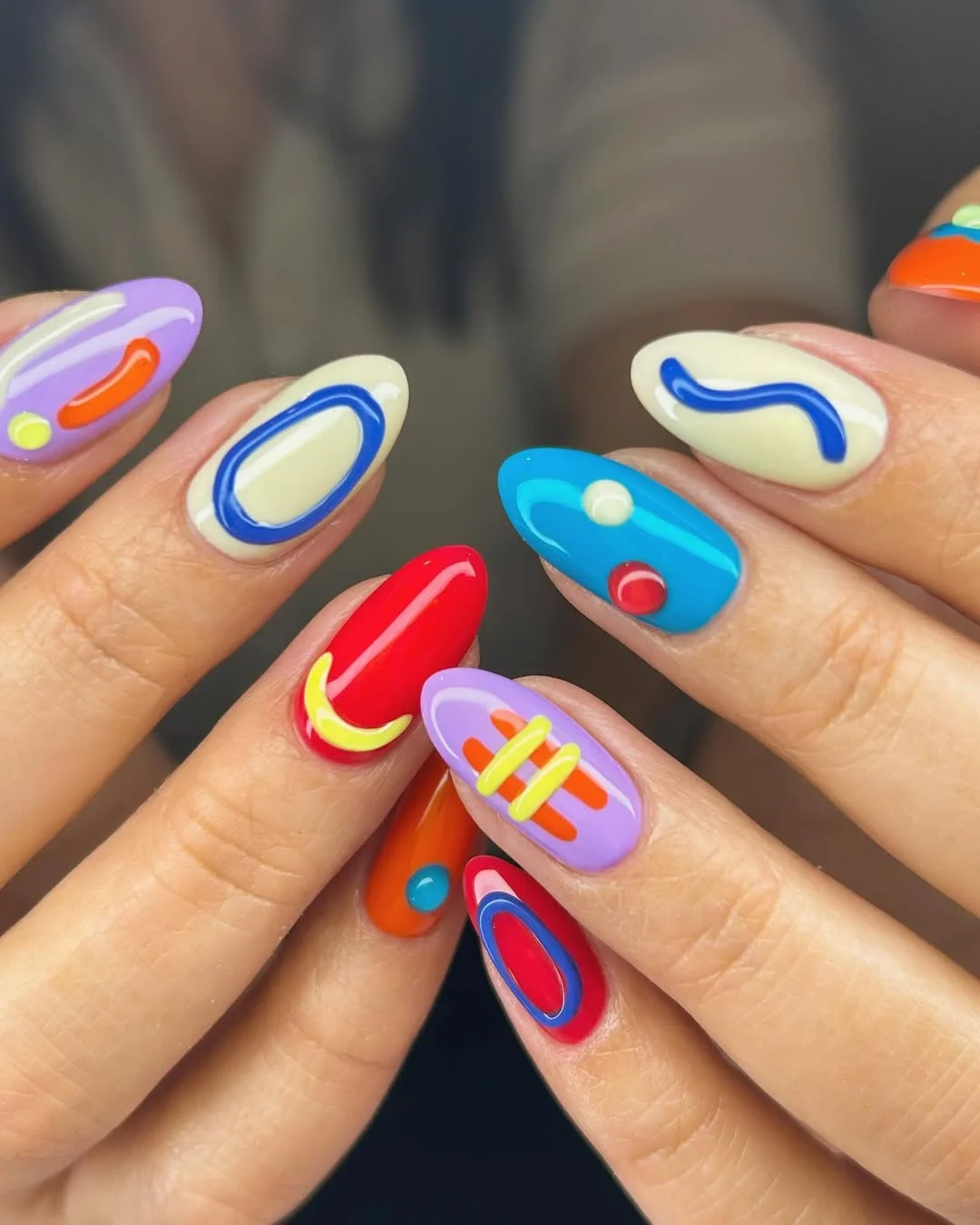 bright summer nails 2026 Retro Pop Art Almond Shape Inspo