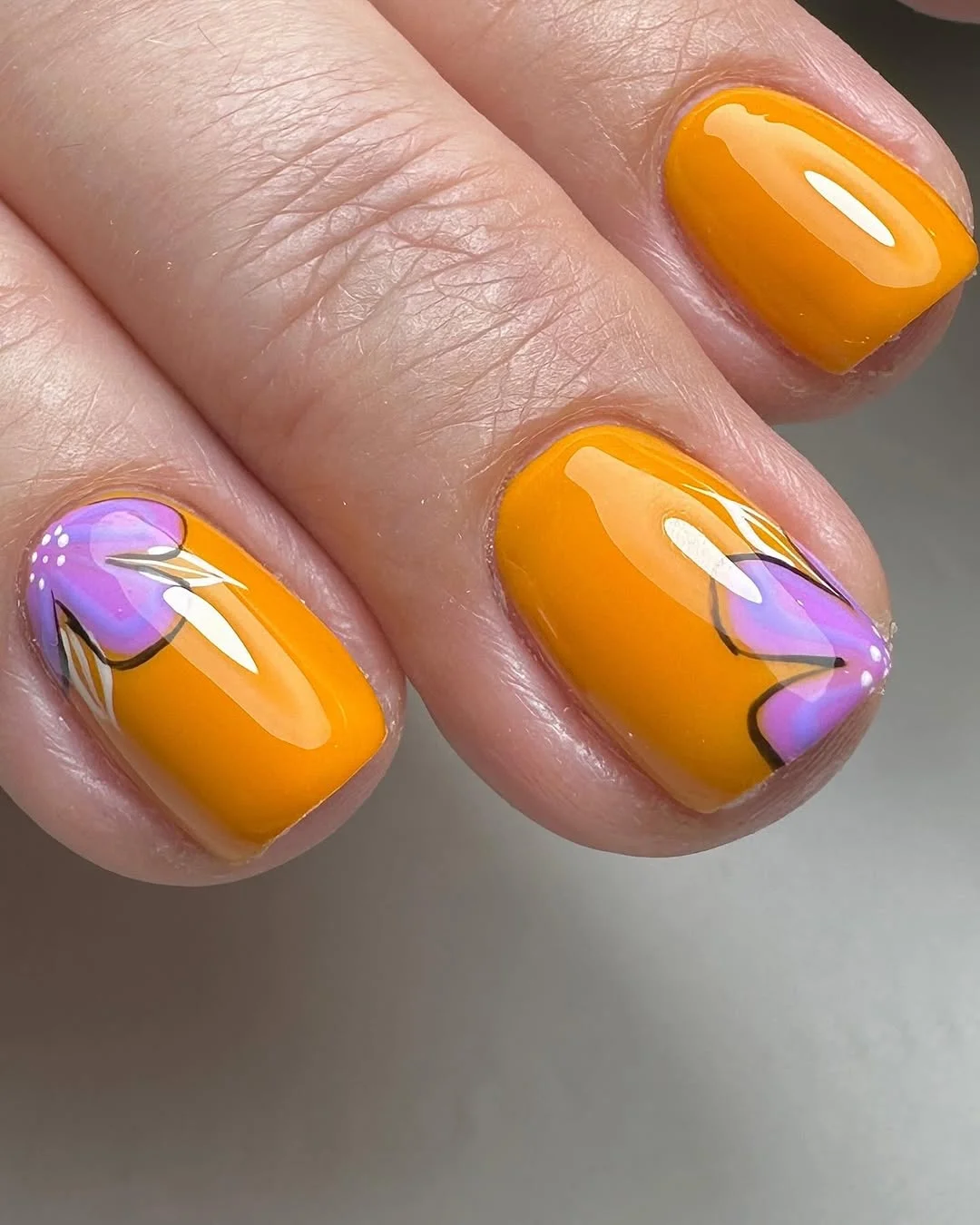 bright summer nails 2026 Orange Blooming Gel Accent Nails