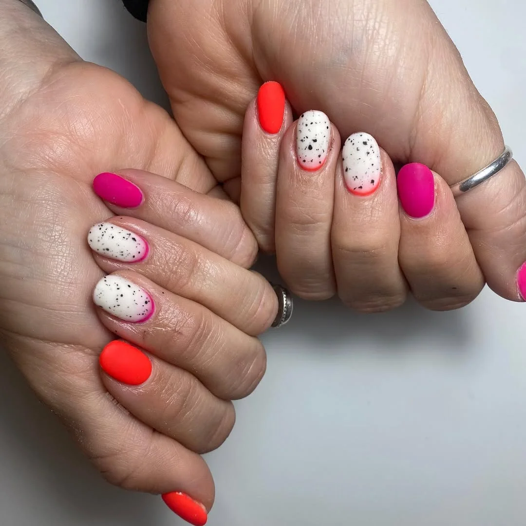 bright summer nails 2026 Neon Speckled Pop Mix