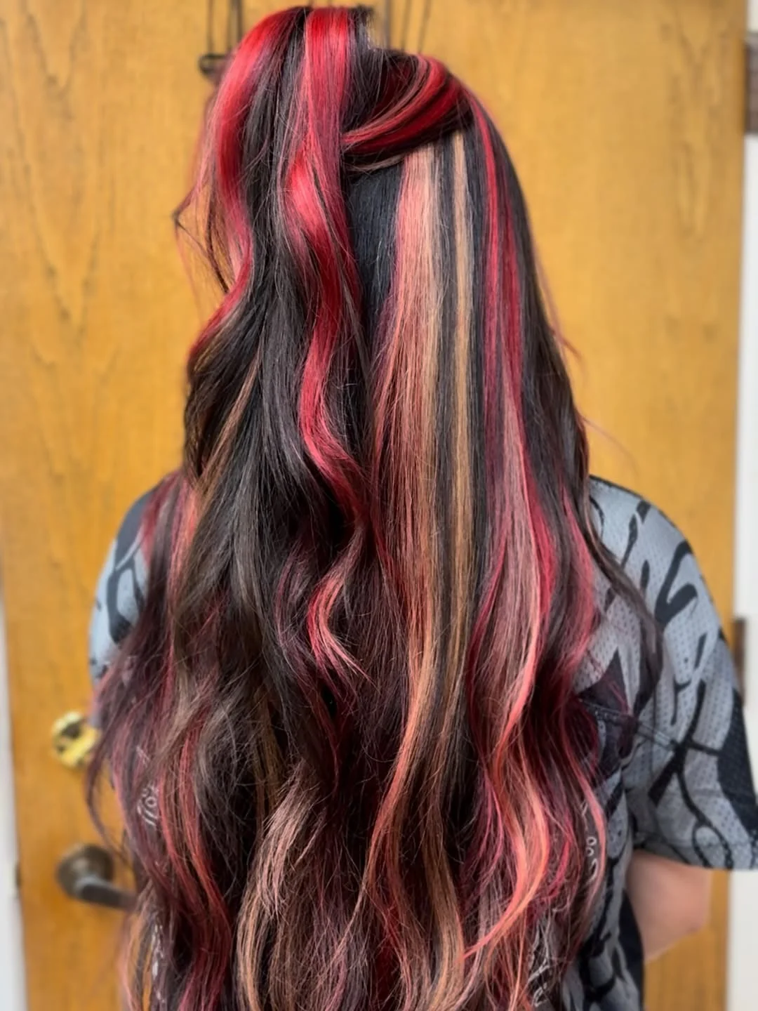 chic summer auburn hair color 2026 Bold Cherry Auburn Ribbons On Dark Hair