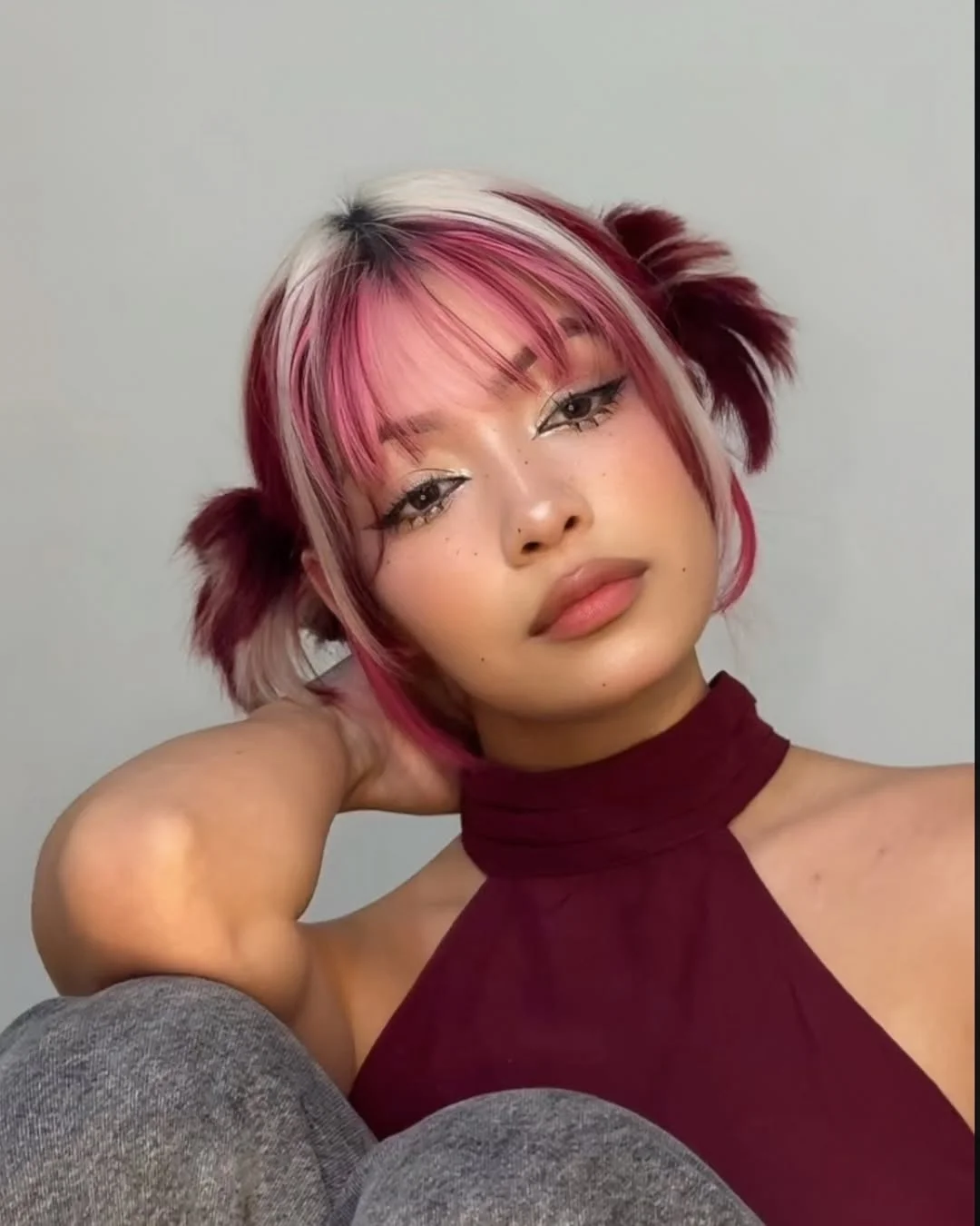 cute summer short hairstyles 2026 Playful Two Tone Mini Pigtails