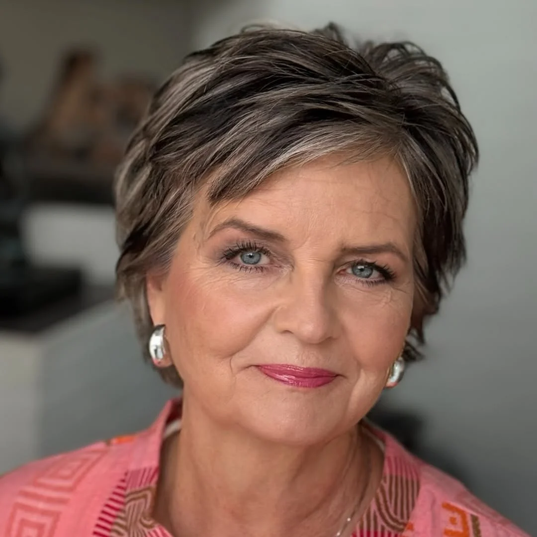 elegant summer haircuts for women over 60 2026 Textured Short Pixie with Soft Volume