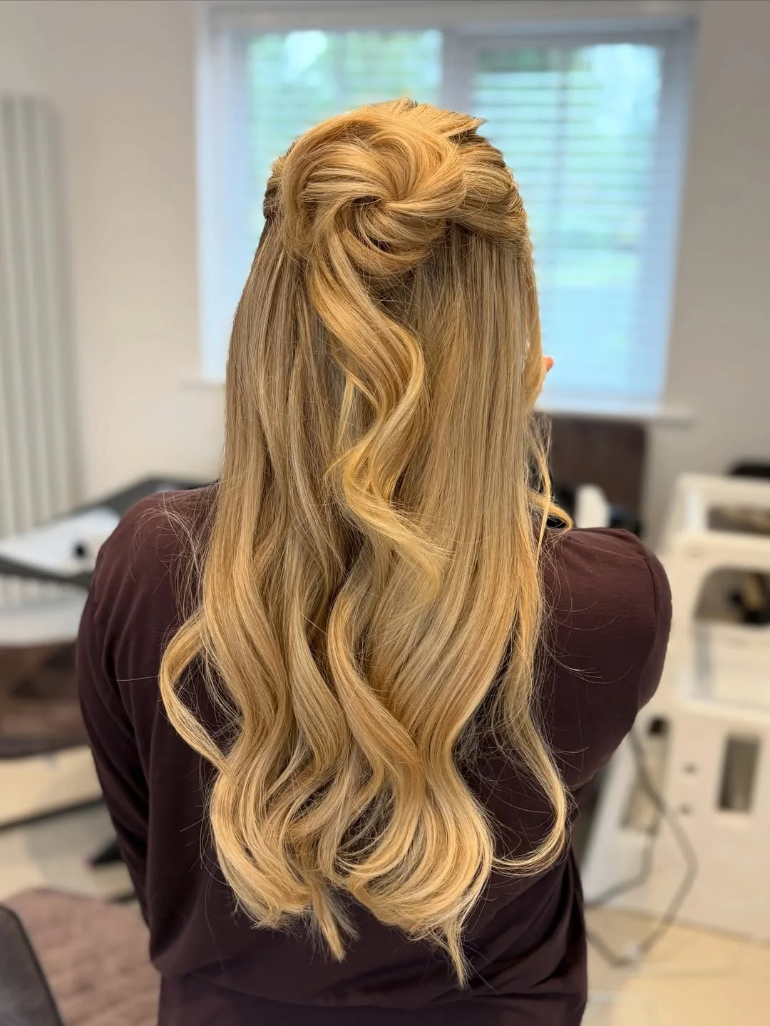 elegant summer wedding guest hairstyles 2026 Twisted Half Up Blonde Waves