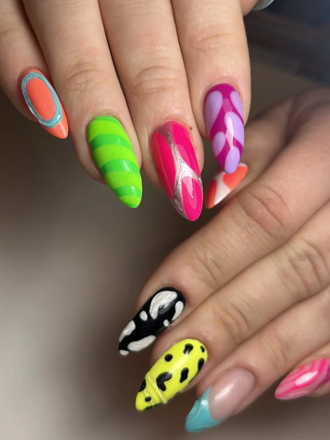 funky summer nails 2026 Neon Chaos Meets Artistic Summer Energy