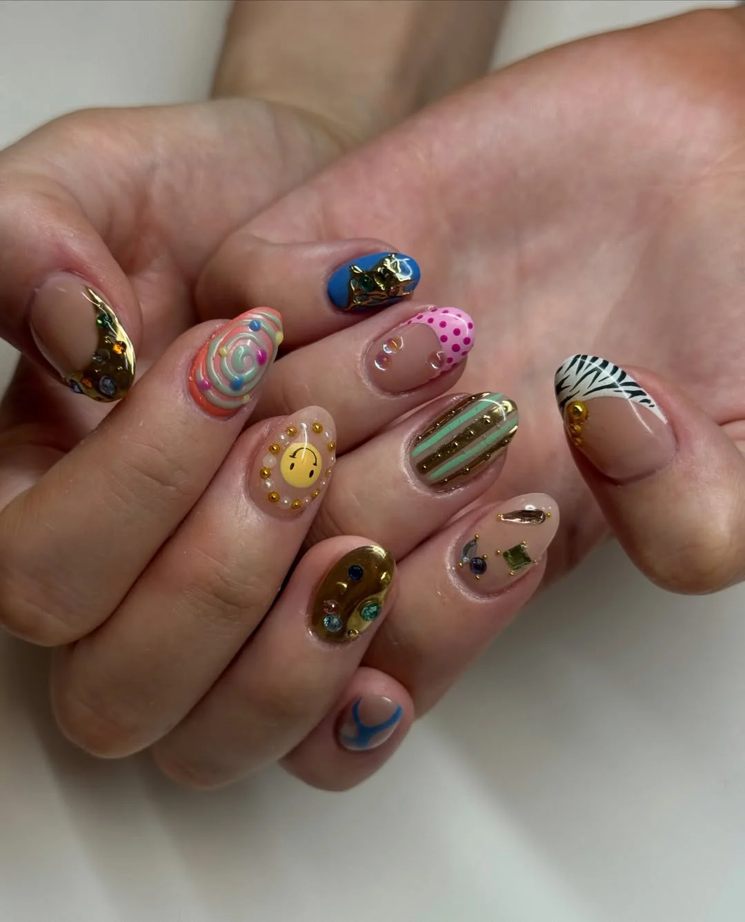 funky summer nails 2026 Mixed Charm Art With Playful 3D Details