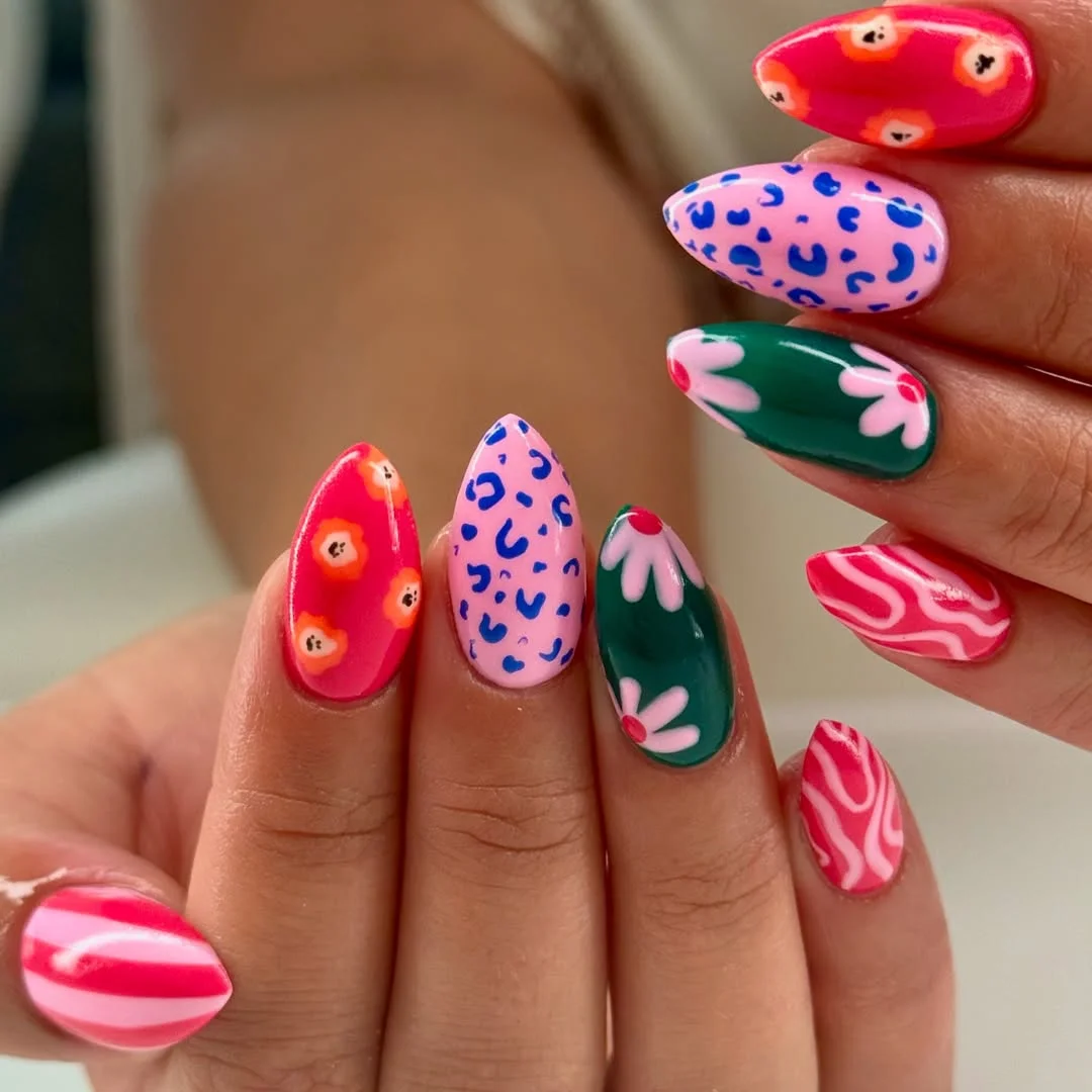 June Nail Colors Ideas 2026 Playful Pink Pop Art Nails