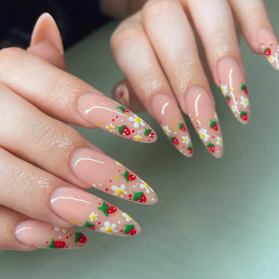 June Nail Colors Ideas 2026 Strawberry Milk French Tips