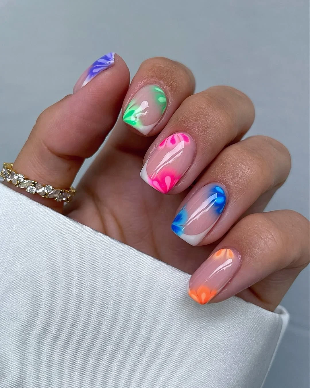 June Nail Colors Ideas 2026 Rainbow French Tips