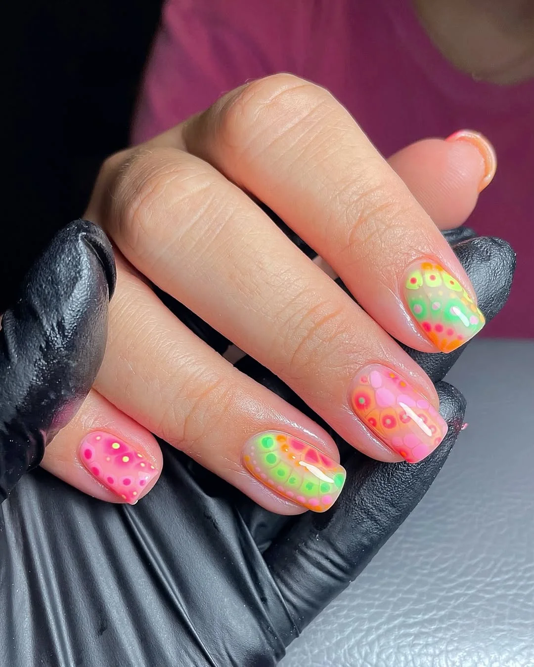 June Nail Colors Ideas 2026 Neon Bubble Art Nails