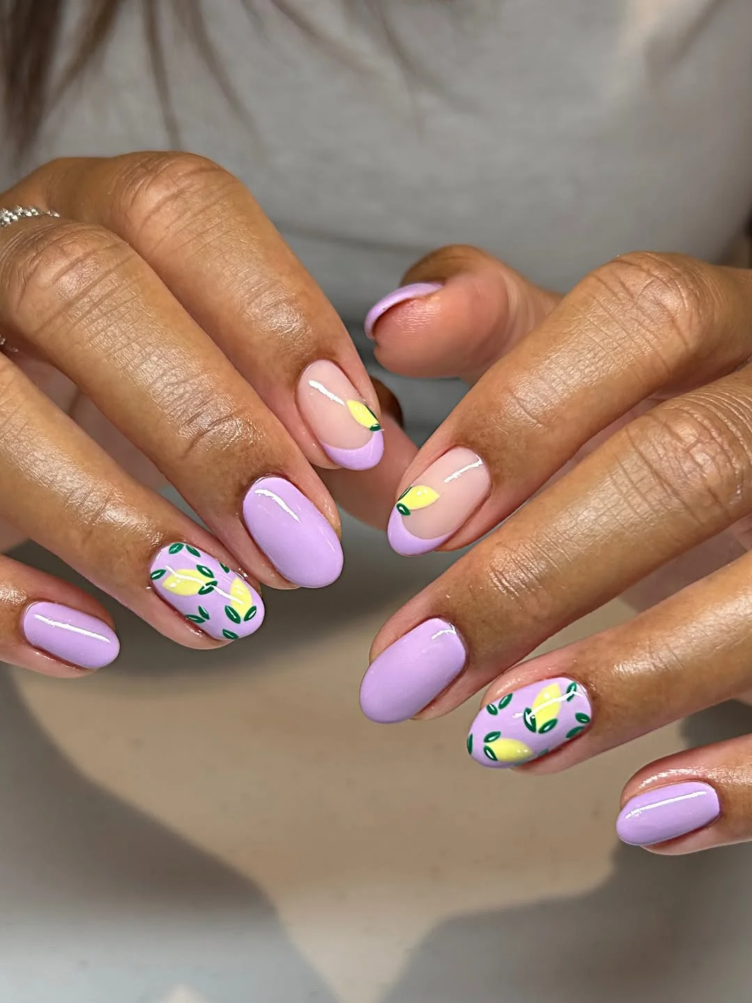 June Nails Ideas 2026 Lavender Lemon Short Nails