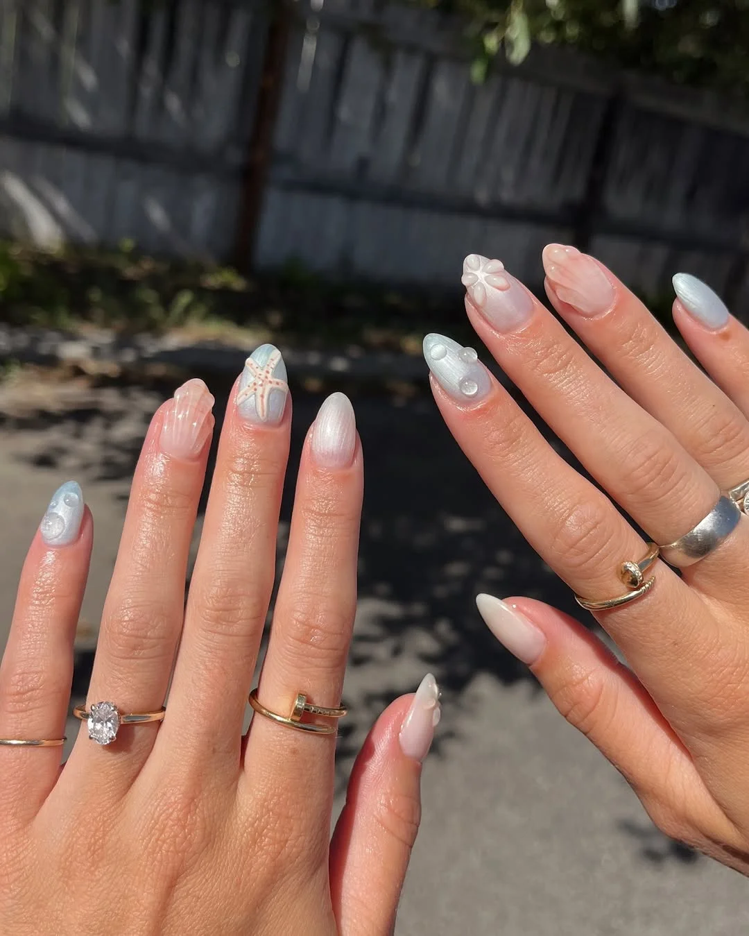 June Nails Ideas 2026 Soft Mermaid Shell Nails