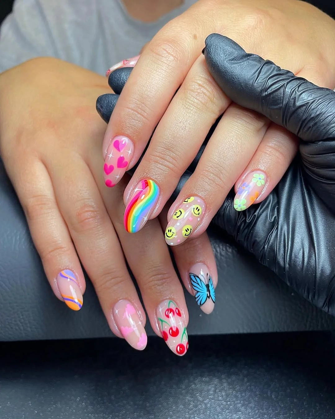 June Nails Ideas 2026 Playful Rainbow Mix Nails