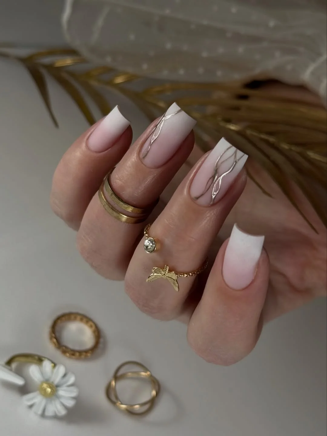 light summer nails 2026 Milky Ombre Nails With Delicate Metallic Lines