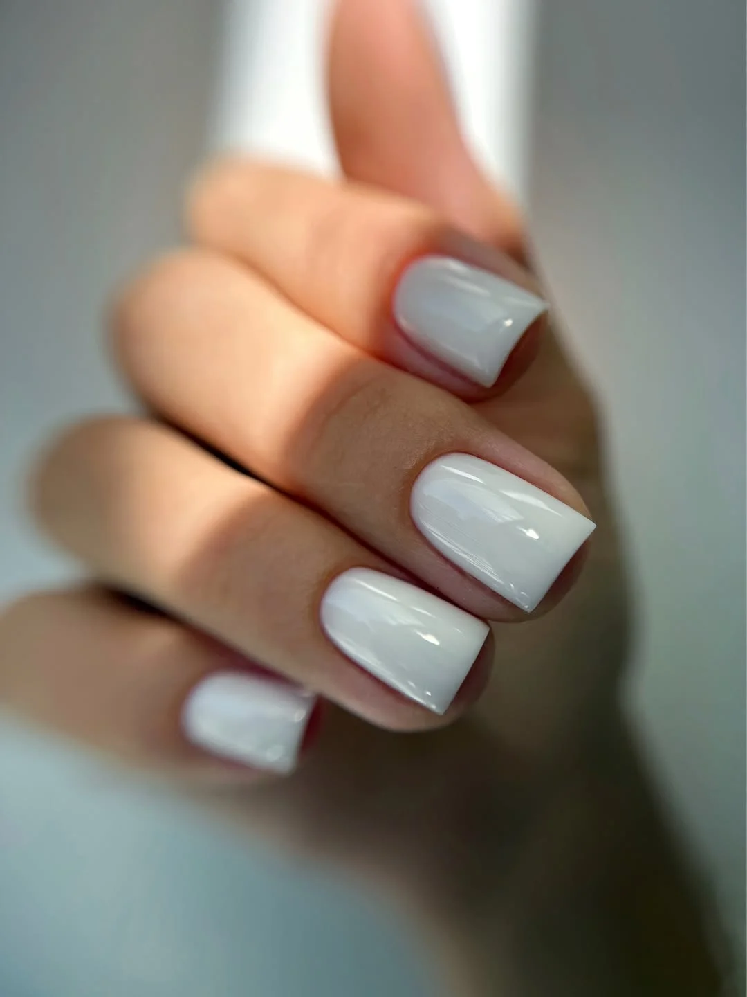 light summer nails 2026 Glossy White Square Nails That Always Look Fresh