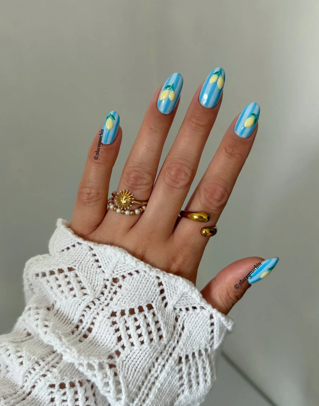 light summer nails 2026 Lemon Stripe Nails with a Coastal Summer Mood