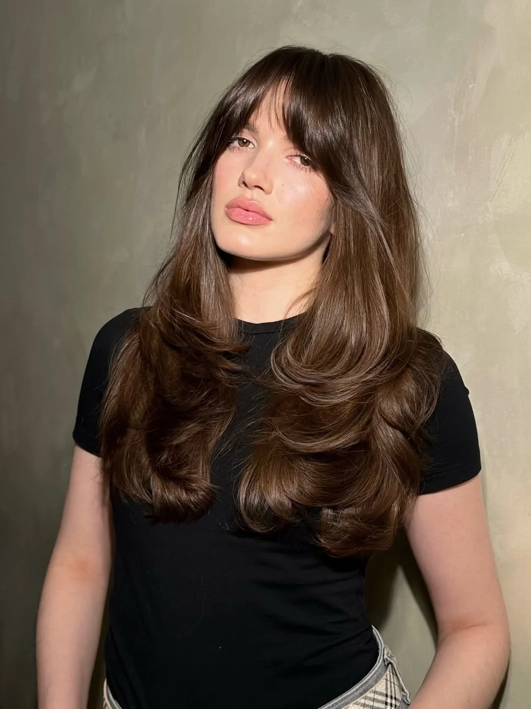 modern summer haircuts for women over 30 2026 Long Layered Blowout with Soft Curtain Movement