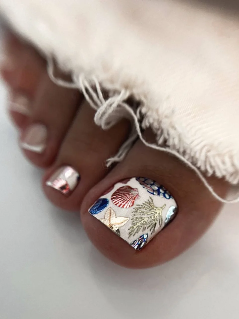 pedicure ideas summer trends 2026 Ocean Inspired Pedicure With Coastal Details