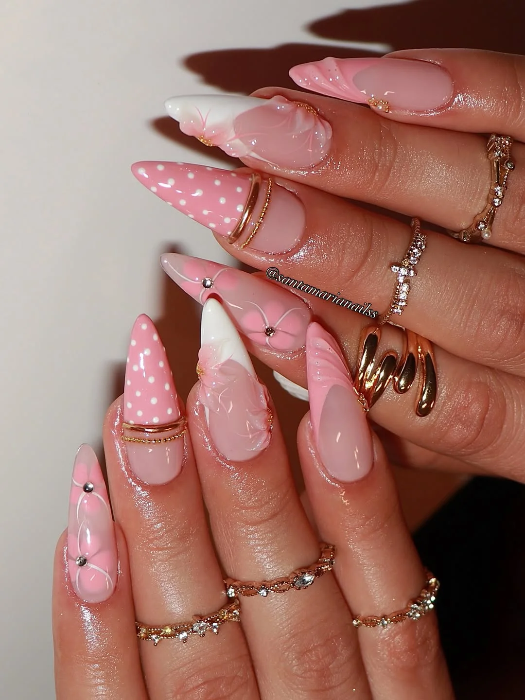 pink summer nails 2026 Pink Coquette Almond Nails
