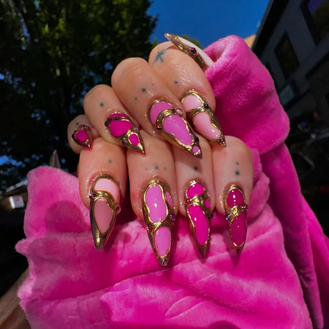 pink summer nails 2026 Hot Pink Chrome Glam