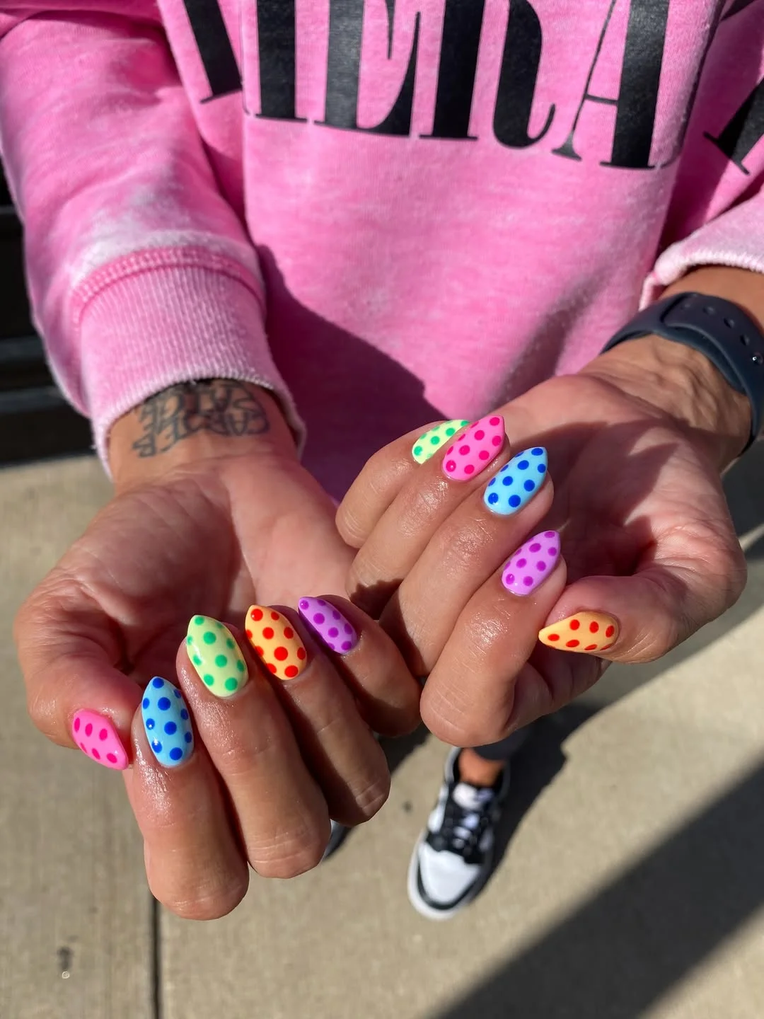 polka dot summer nails 2026 Colorful Retro Polka Dot Nails For A Fun Summer Mood