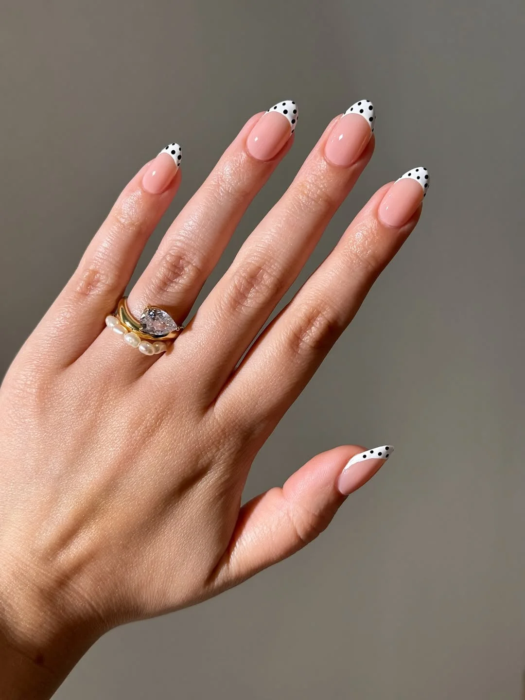 polka dot summer nails 2026 Simple Black And White Polka Dot French Tips