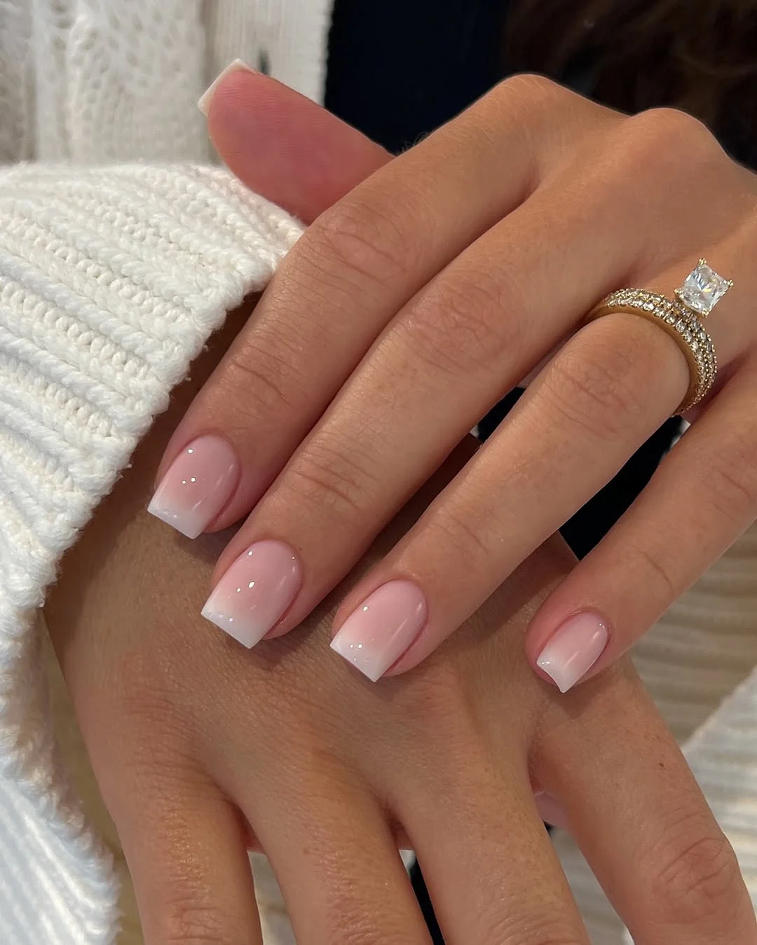 short gel nails summer 2026 Milky Pink Square Nails With Glossy Finish