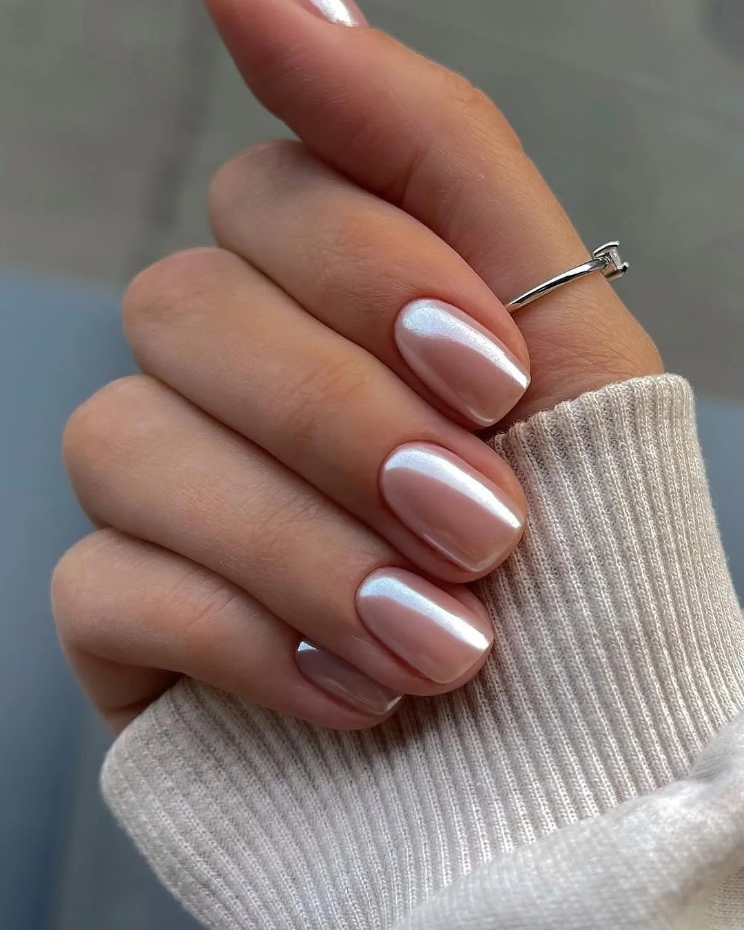 short summer nails 2026 Pearl Chrome Nails for the Clean Girl Summer Era