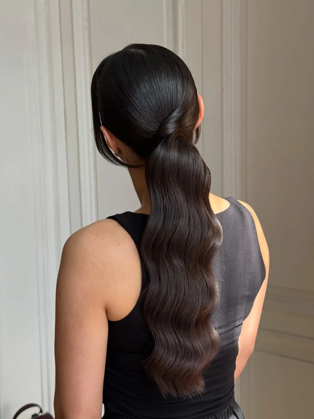 sleek summer ponytail hairstyle 2026 Glass Hair Energy with a Low Sleek Finish