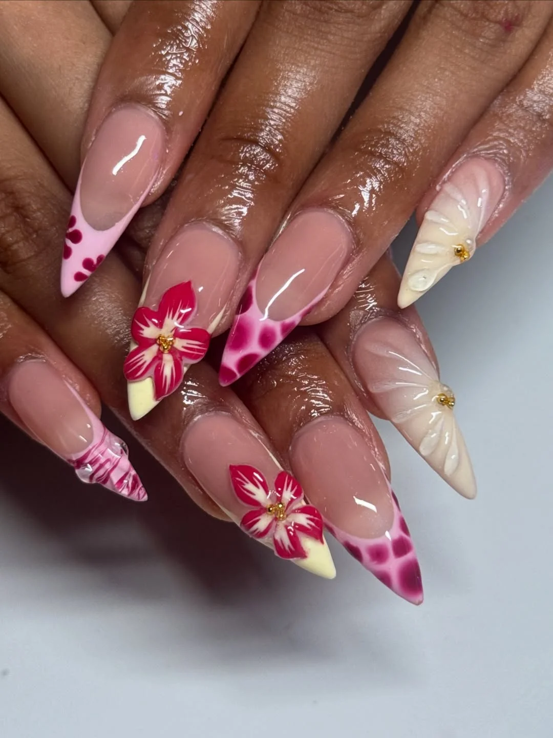 summer almond nails 2026 Pink Hibiscus French Tip Elegance