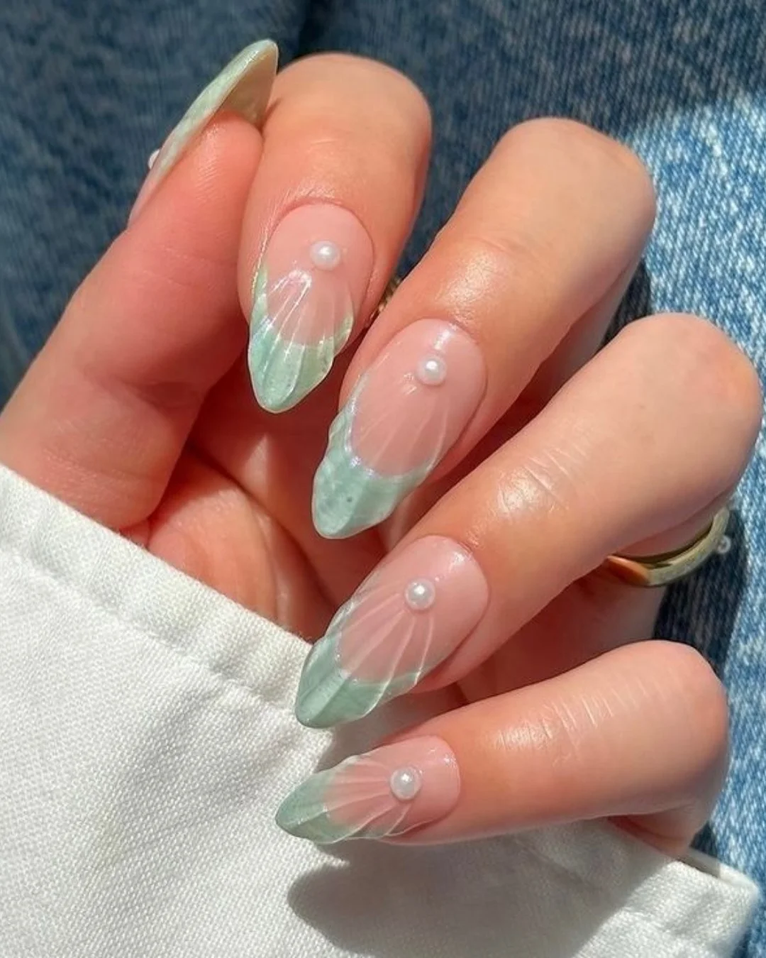 summer beach nails 2026 Seafoam Shell French Tips For Minimal Beach Girls