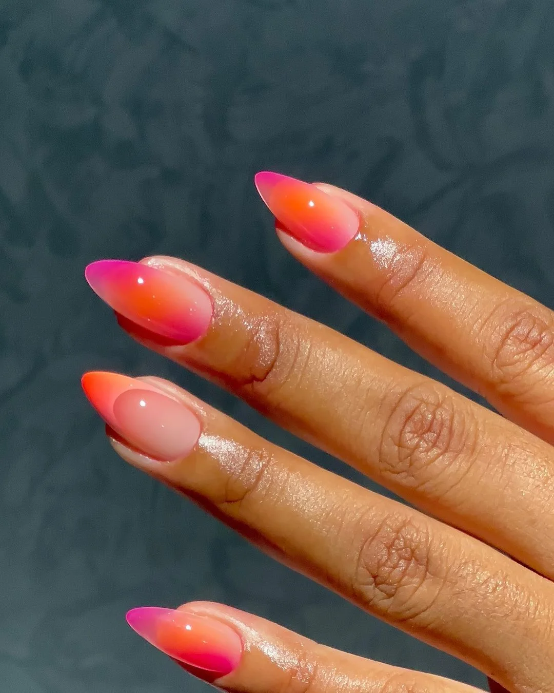 summer beach nails 2026 Hot Pink Sunset Ombre Nails That Glow In Summer Light