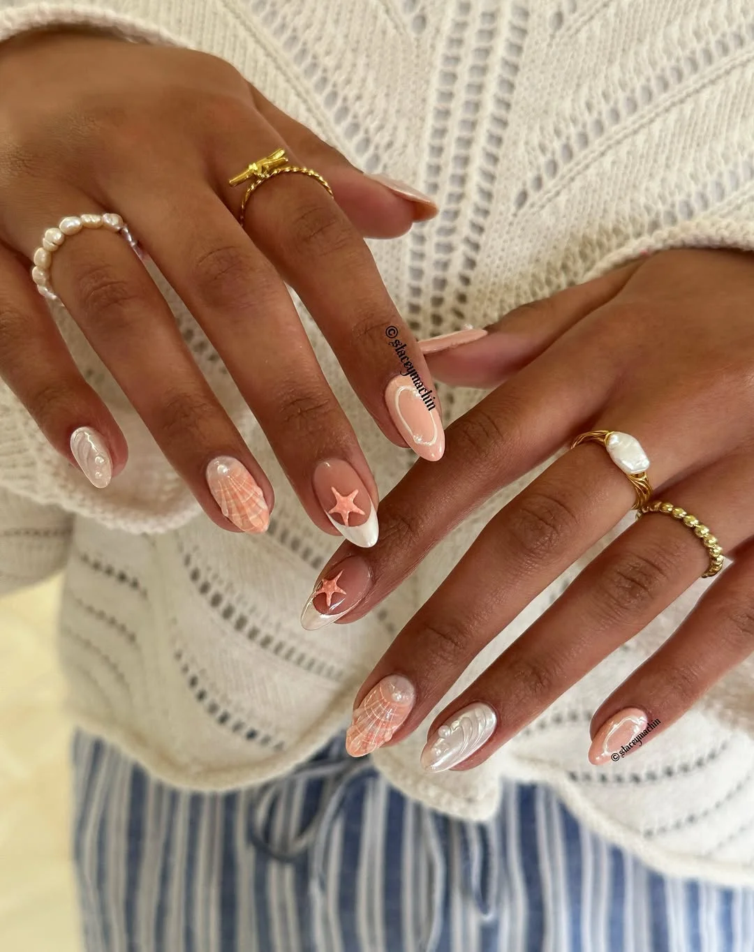 summer beach nails 2026 Soft Pearl Beach Nails With Minimal Coastal Art