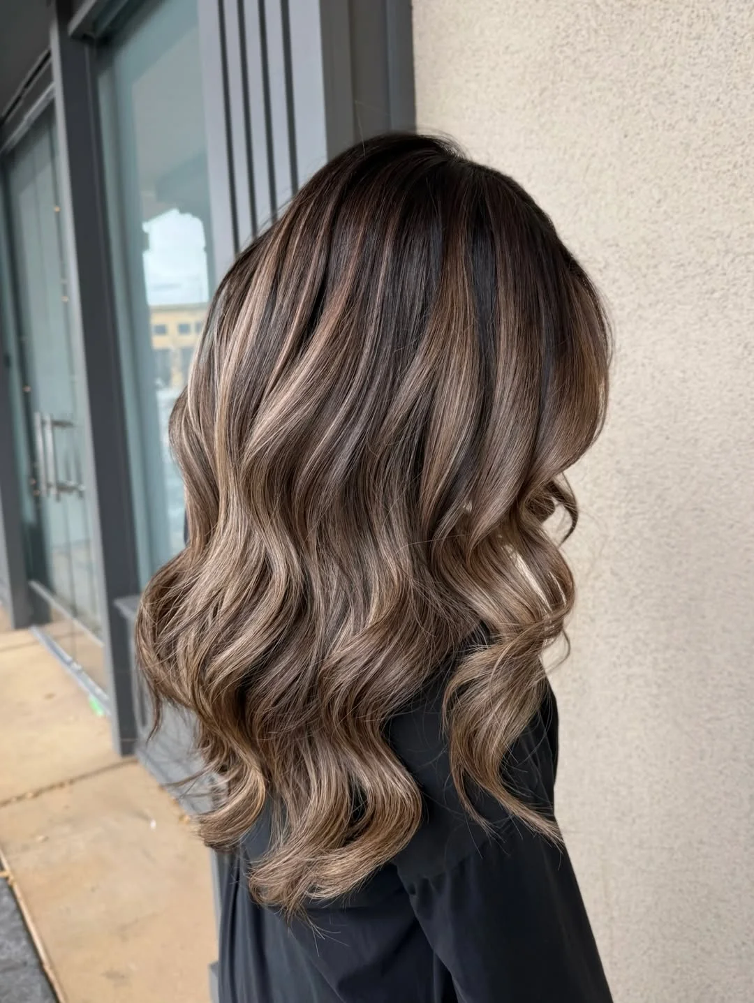 summer brunette hair color 2026 Neutral Mushroom Brunette With Cool Waves