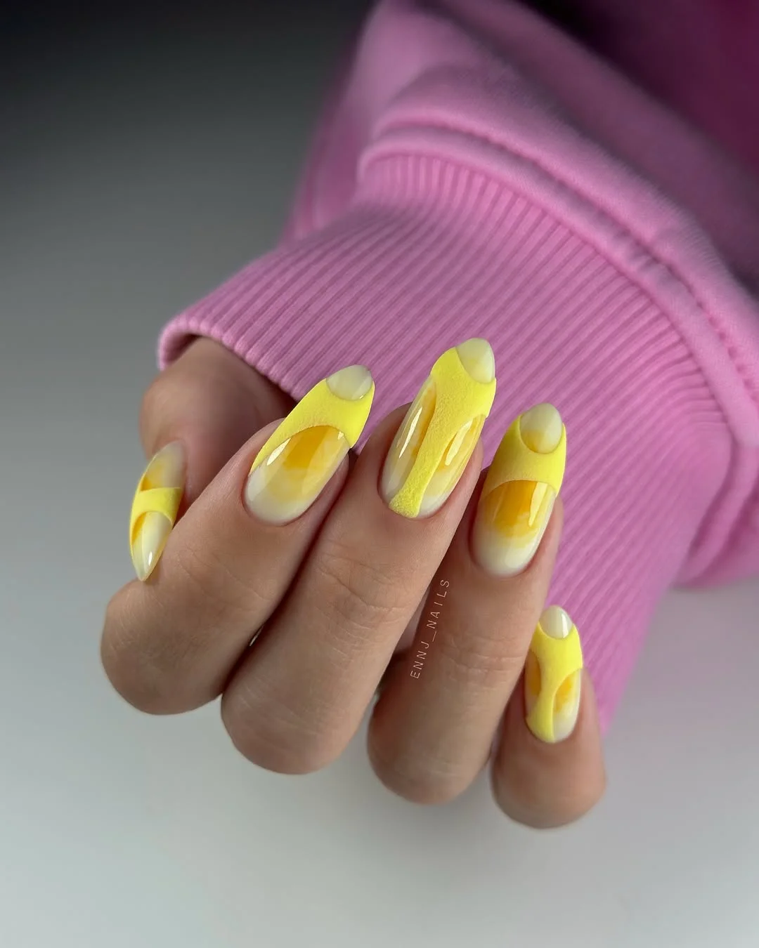 summer dip nails 2026 Butter Yellow Almond Dip Nails