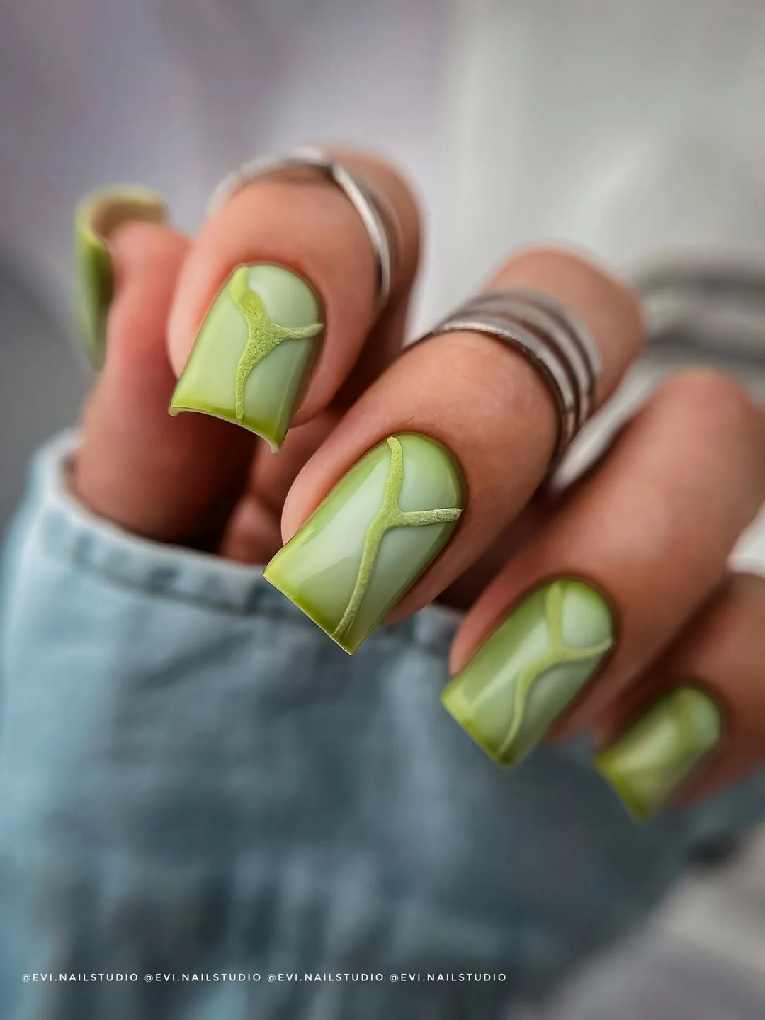 summer dip nails 2026 Glossy Matcha Green Dip Nails