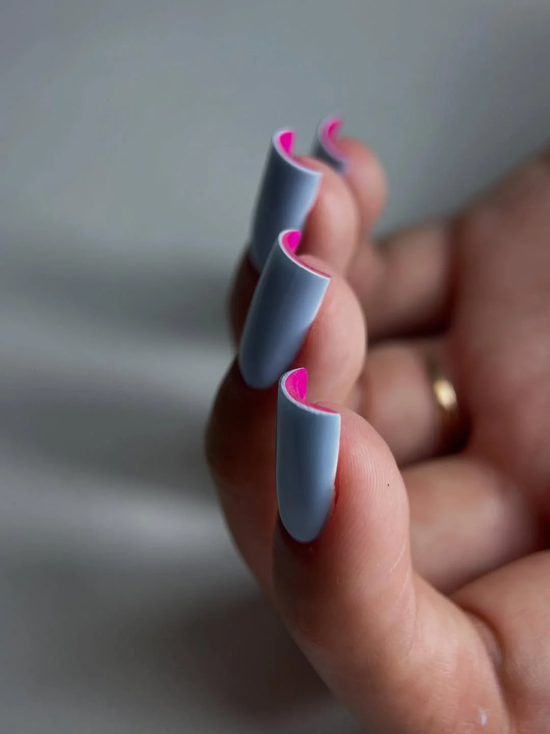summer dip nails 2026 Minimal Blue Curved French Tips