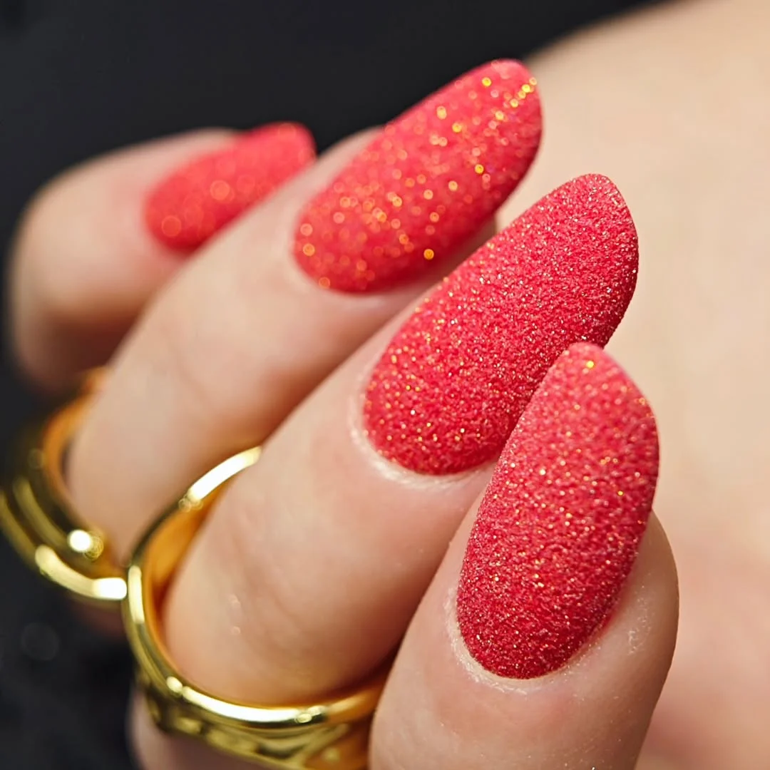 summer dip nails 2026 Coral Sugar Glitter Dip Nails