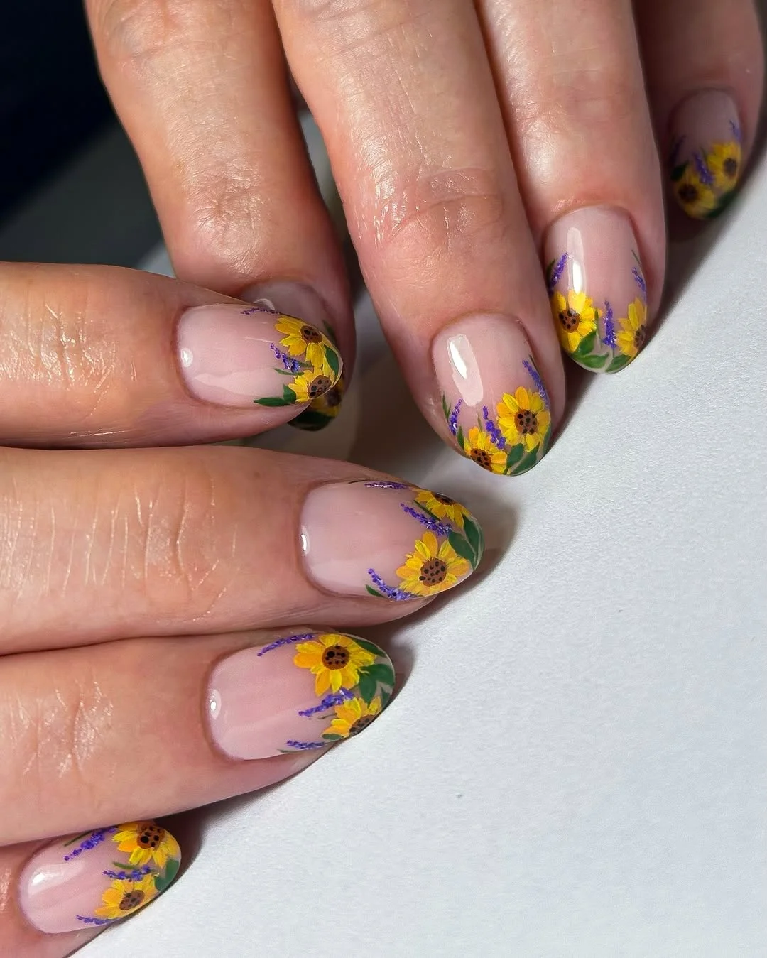 summer flower nails 2026 Sunflower French Tip Nails