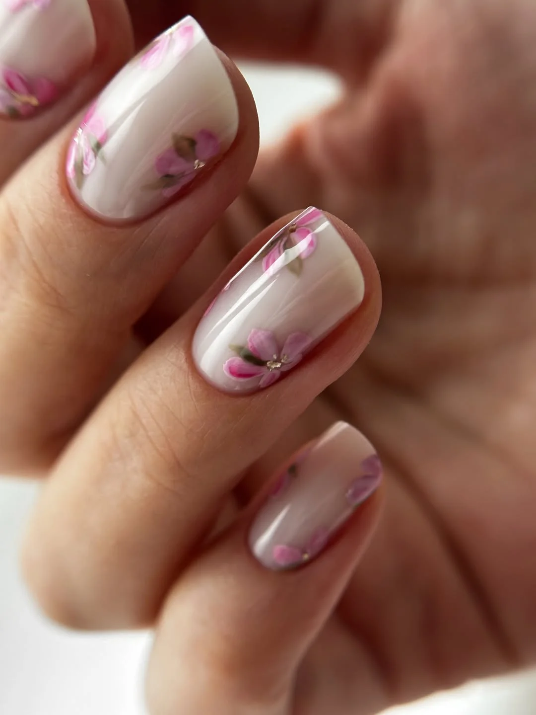 summer flower nails 2026 Soft Pink Floral Square Nails